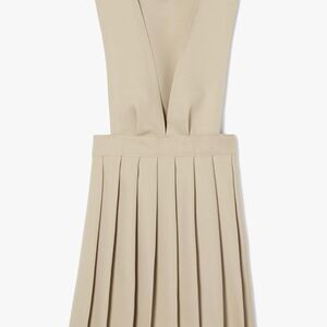 French Toast Tan Pleated Kids Dress